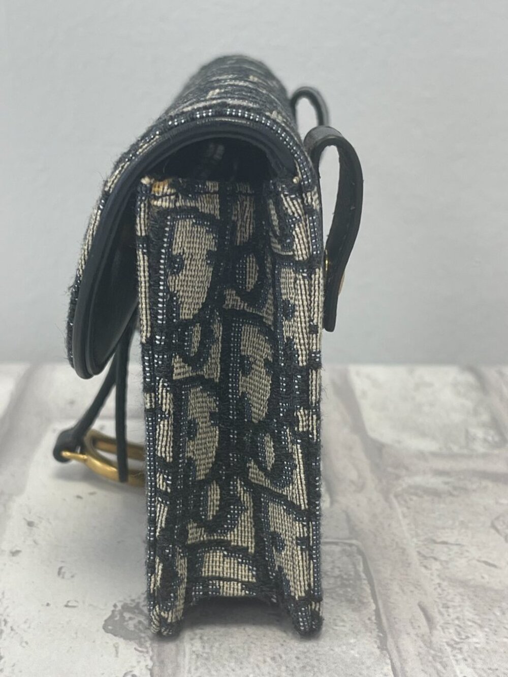 Christian Dior Blue Dior Oblique Jacquard Saddle Belt Pouch - Preowned - Picture 7 of 14